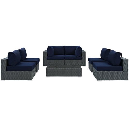 Sojourn 7 Piece Outdoor Patio Sunbrella¨ Sectional Set by Modway