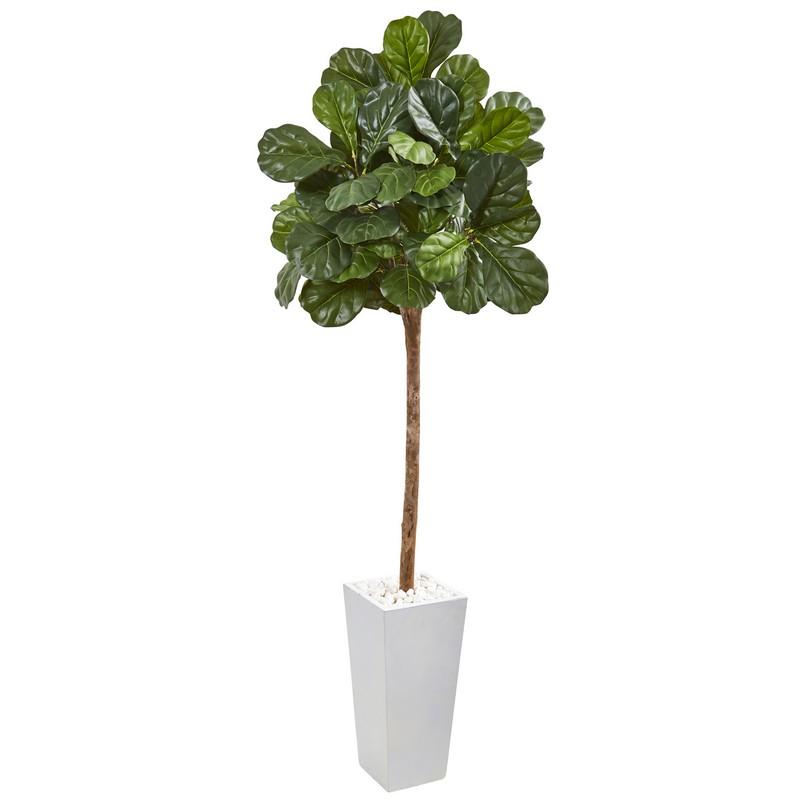 75" Fiddle Leaf Fig Artificial Tree in White Planter
