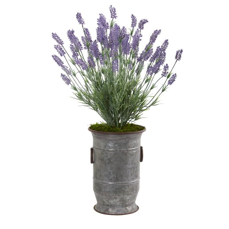 33" Lavender Artificial Plant in Decorative Metal Planter