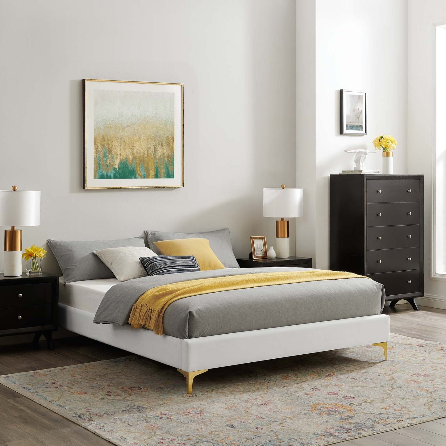 Sutton Performance Velvet King Bed Frame by Modway