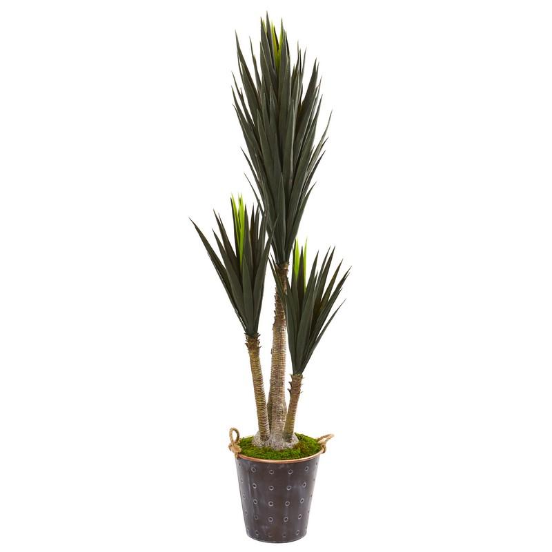 70" Yucca Artificial Plant in Metal Planter