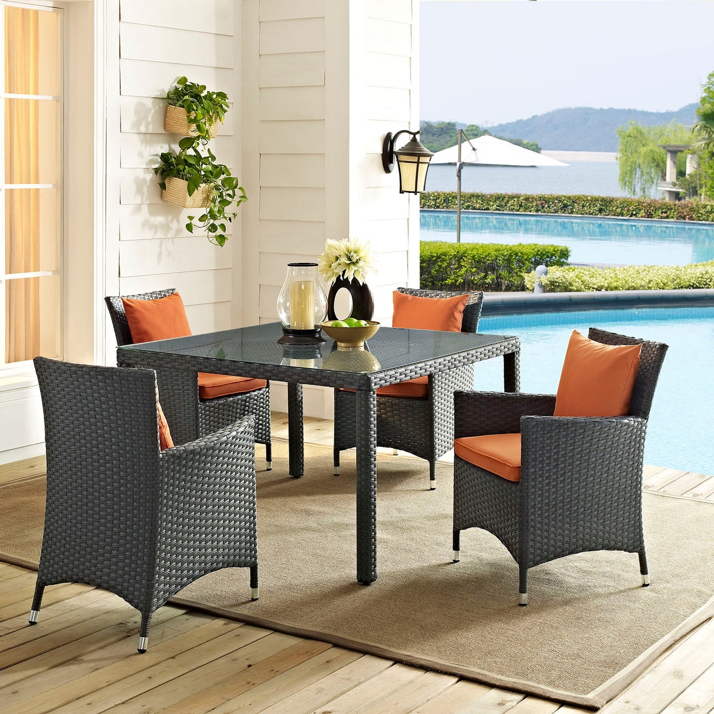 Sojourn 4 Piece Outdoor Patio Sunbrella¨ Dining Set by Modway