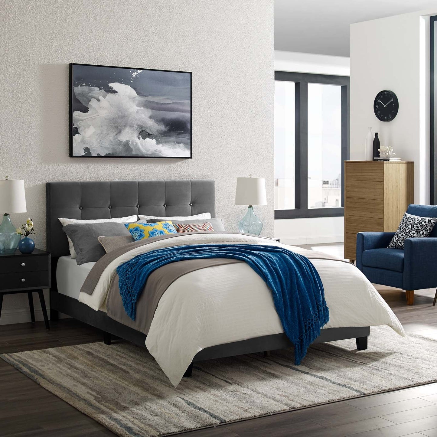 Amira Performance Velvet Twin Bed by Modway