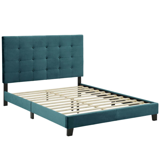 Melanie Tufted Button Upholstered Performance Velvet Queen Platform Bed by Modway