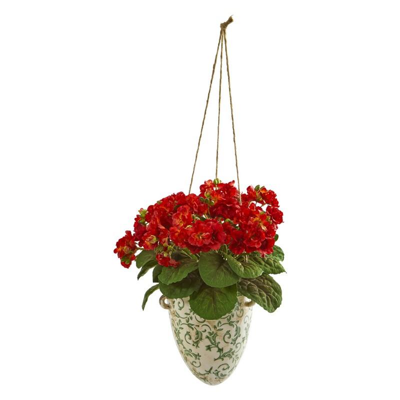 13" Violet Artificial Plant in Floral Hanging Vase