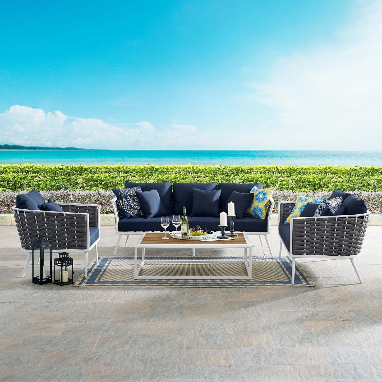 Stance 4 Piece Outdoor Patio Aluminum Sectional Sofa Set by Modway