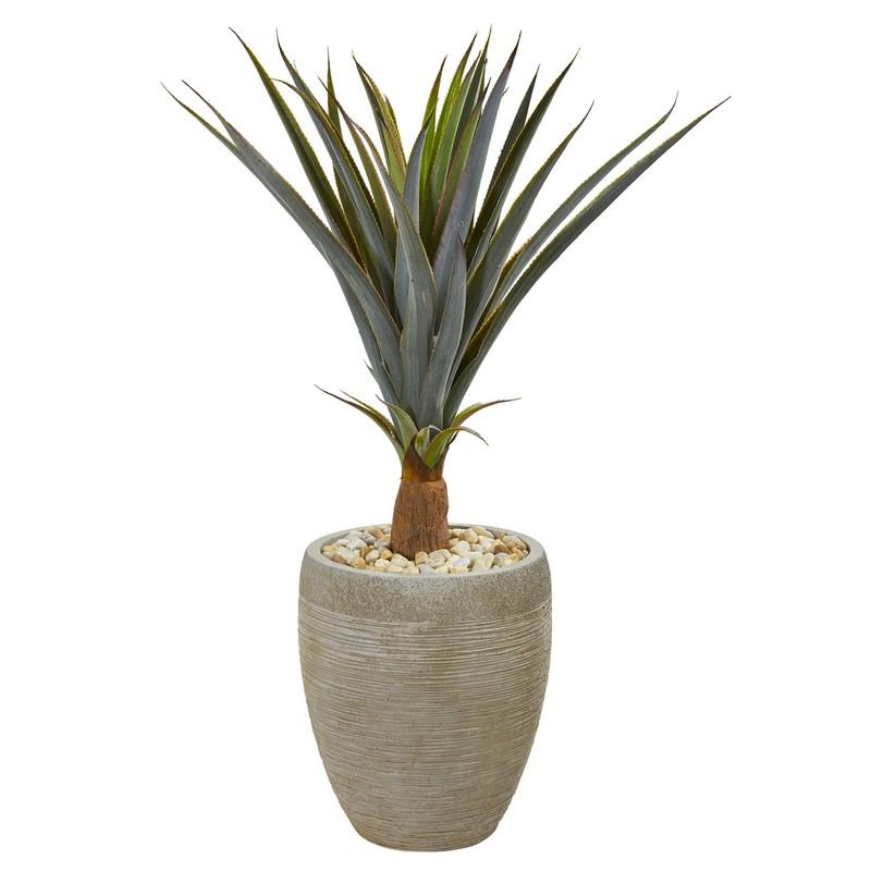 34" Agave Succulent Artificial Plant in Sandstone Planter