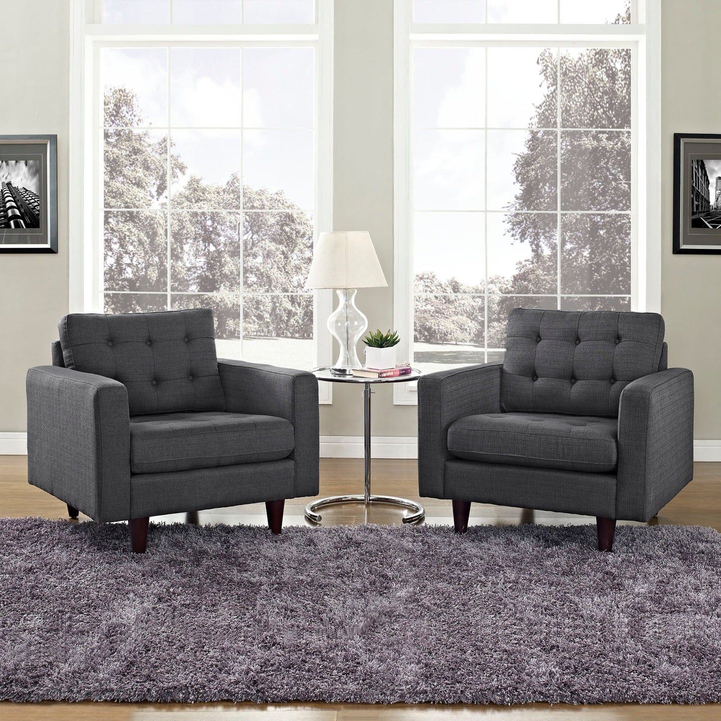 Empress Upholstered Fabric Armchair Set of 2 by Modway