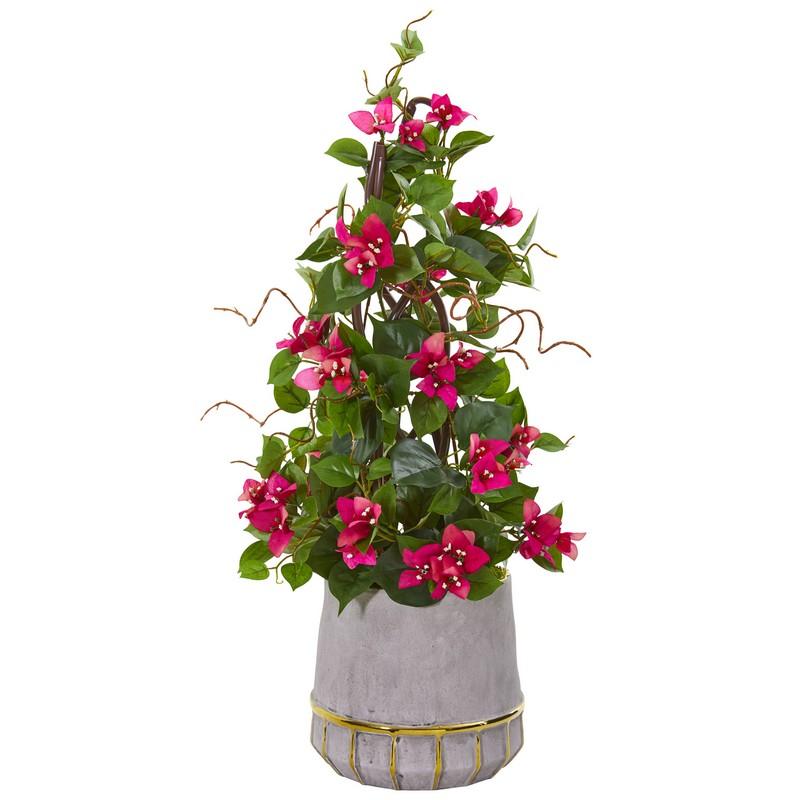 26" Bougainvillea Artificial Plant in Stoneware Planter
