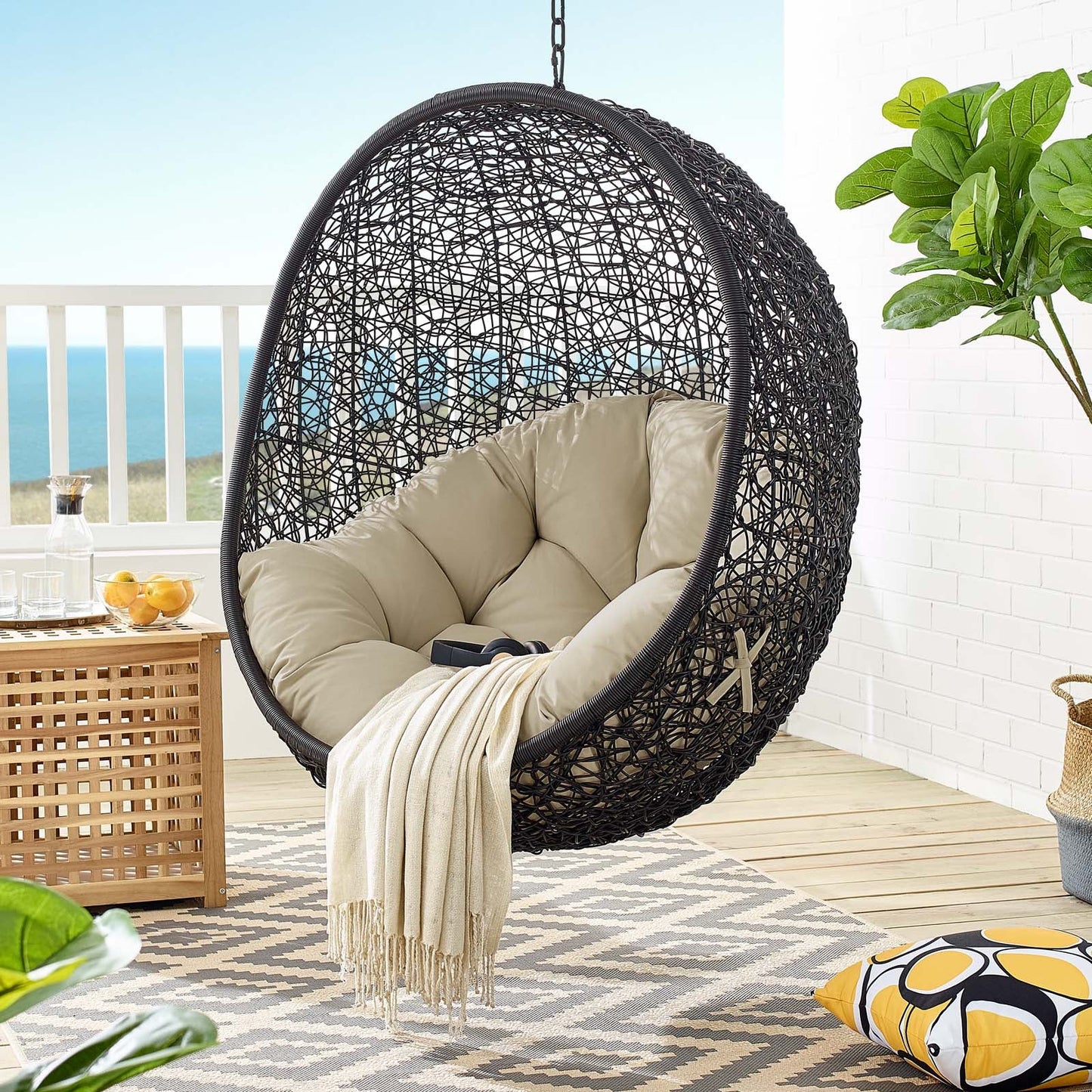 Encase Sunbrella¨ Fabric Swing Outdoor Patio Lounge Chair Without Stand by Modway