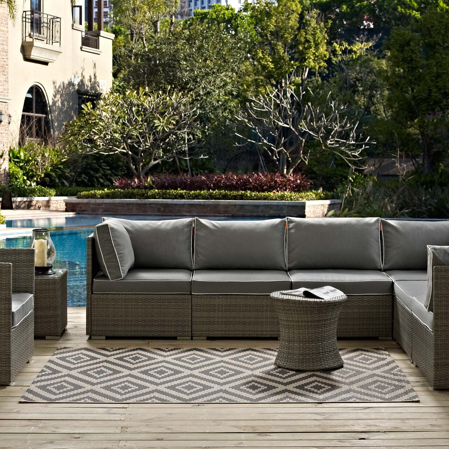 Jagged Geometric Diamond Trellis Indoor and Outdoor 8x10 Area Rug by Modway