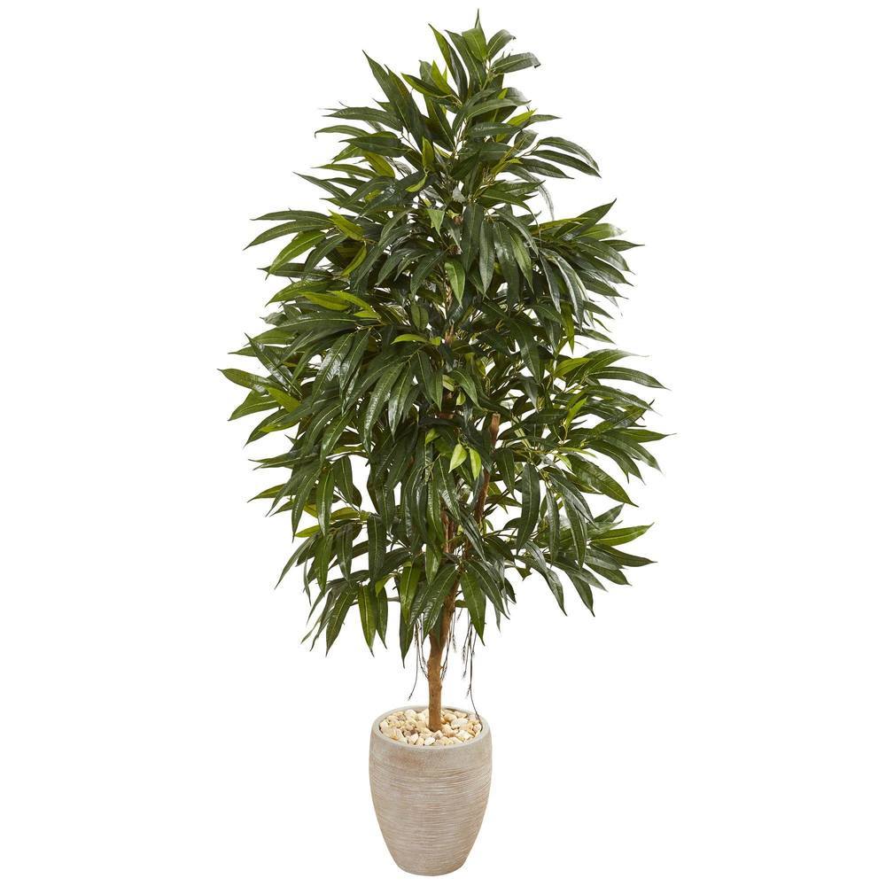 74" Royal Ficus Artificial Tree in Sand Colored Planter