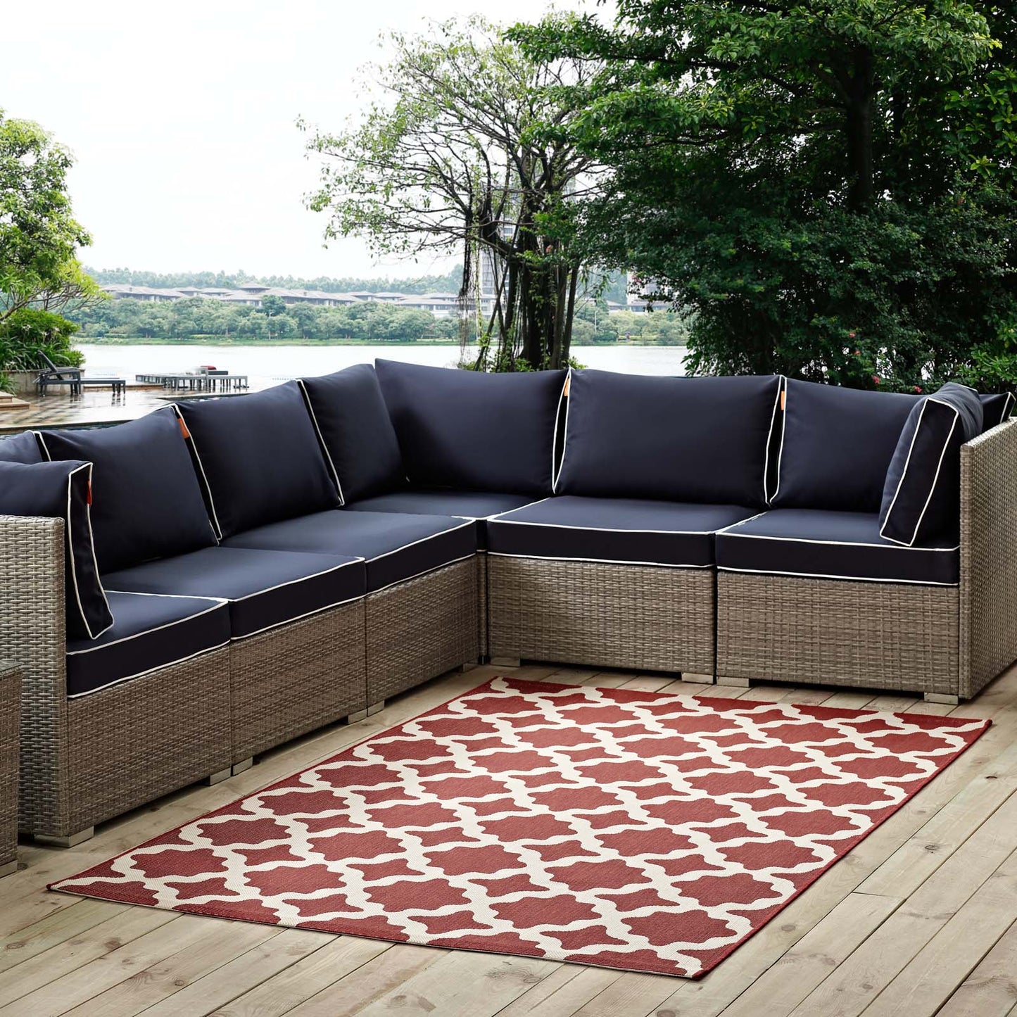 Cerelia Moroccan Trellis Indoor and Outdoor 8x10 Area Rug by Modway