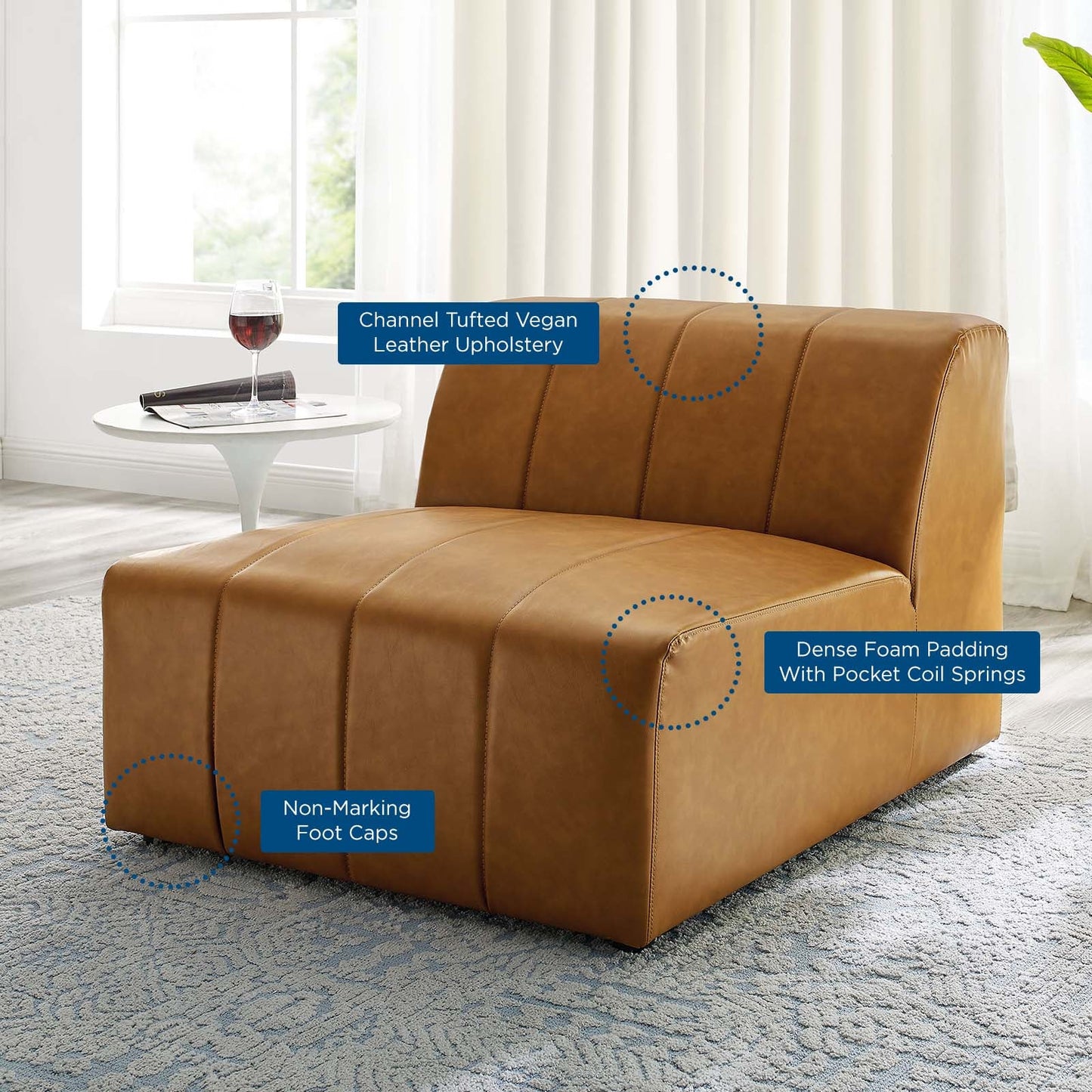 Bartlett Vegan Leather Armless Chair by Modway