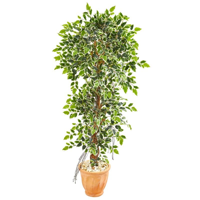 64" Elegant Ficus Artificial Tree in Terra Cotta Planter