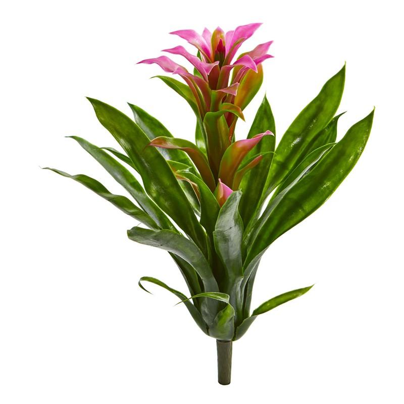 15" Bromeliad Artificial Flower (Set of 4)