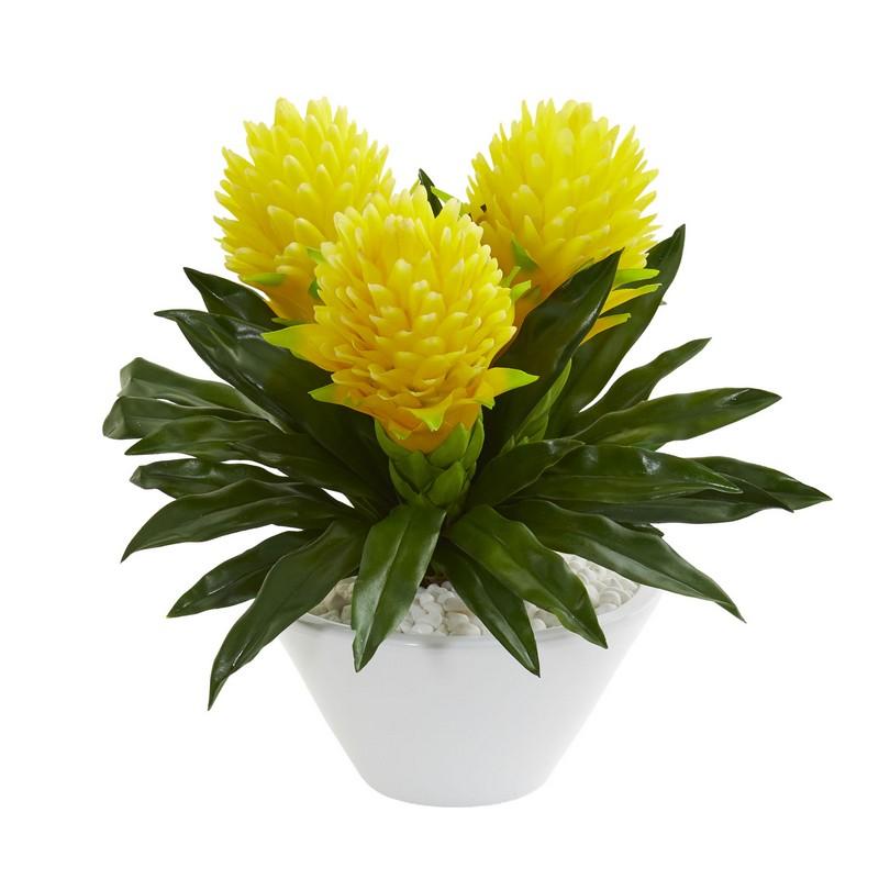 17" Ginger Artificial Plant in White Vase