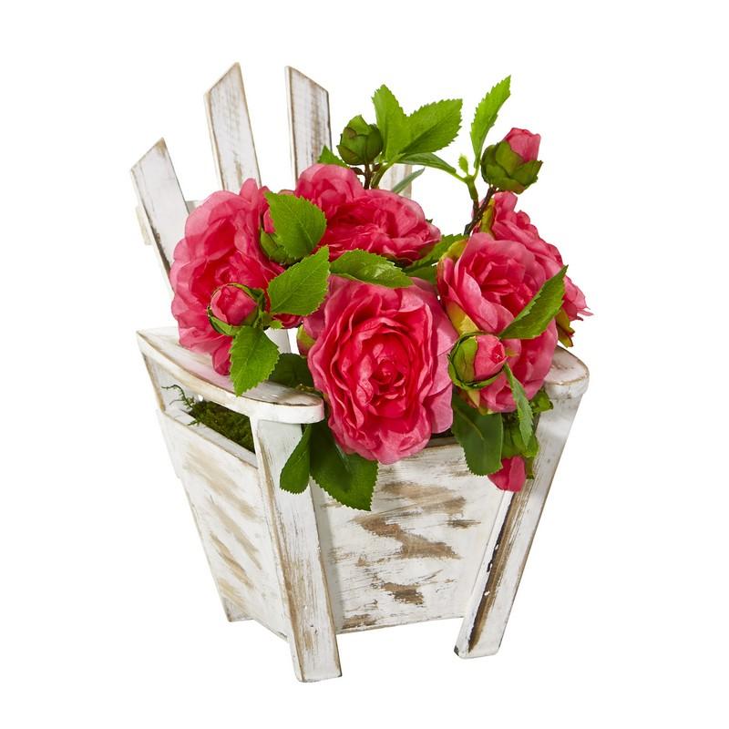 9" Camellia Artificial Arrangement in Chair Planter