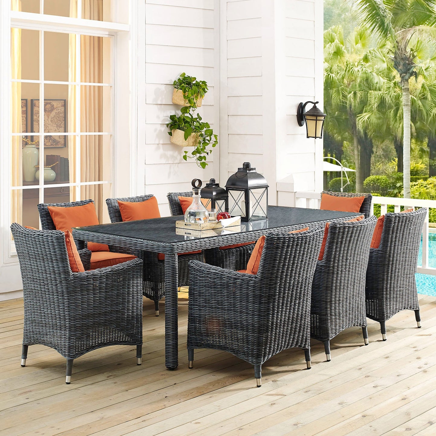 Summon 9 Piece Outdoor Patio Sunbrella¨ Dining Set by Modway