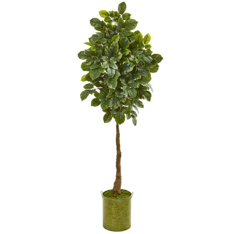 69" Beech Leaf Artificial Tree in Metal Planter