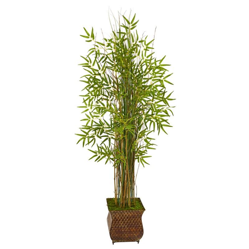 64" Bamboo Grass Artificial Plant in Metal Planter
