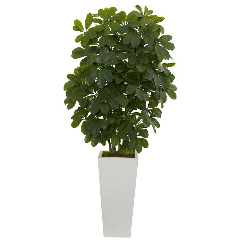 40" Schefflera Artificial Plant in White Vase (Real Touch)
