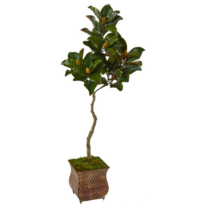 58" Magnolia Artificial Tree in Metal Planter