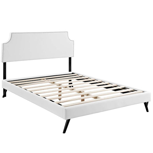 Corene Vinyl Queen Platform Bed with Round Splayed Legs by Modway