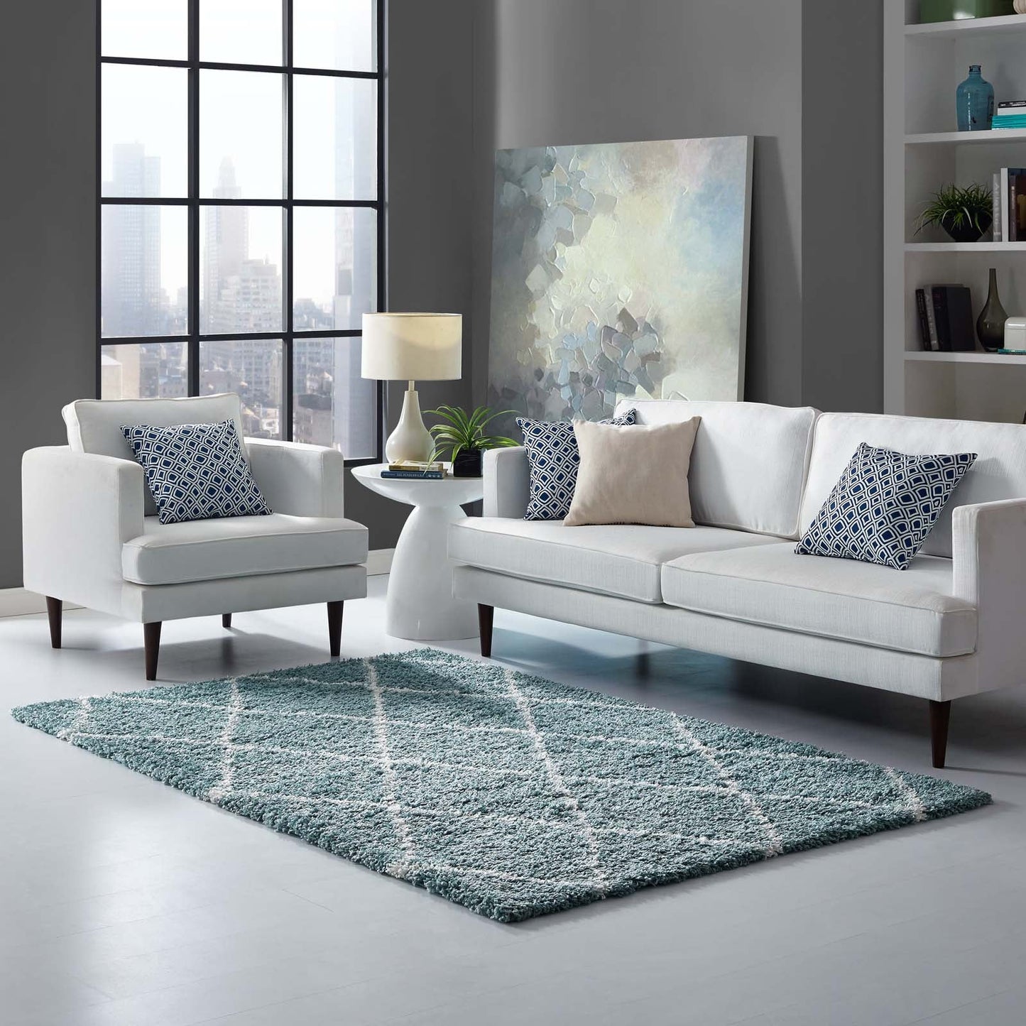 Toryn Diamond Lattice 5x8 Shag Area Rug by Modway
