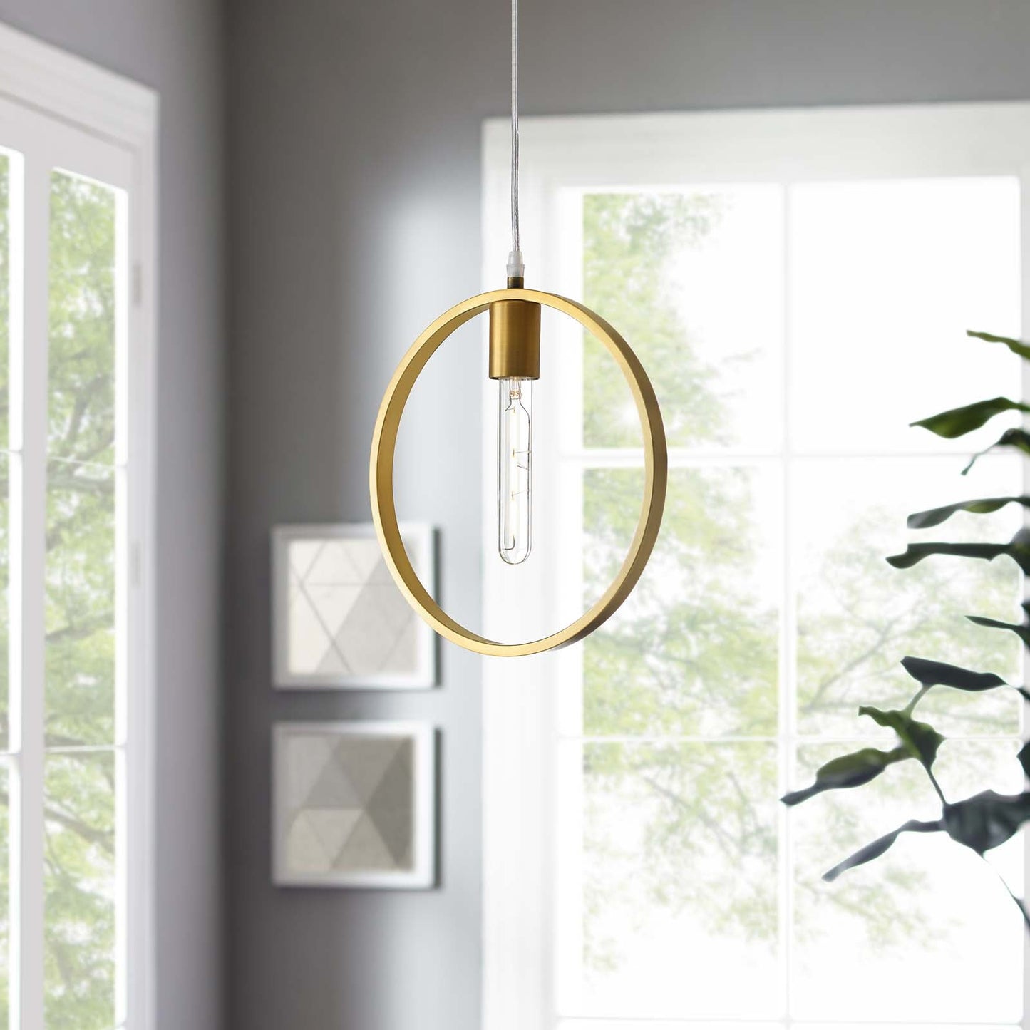 Orbit Brass Ceiling Pendant Light by Modway