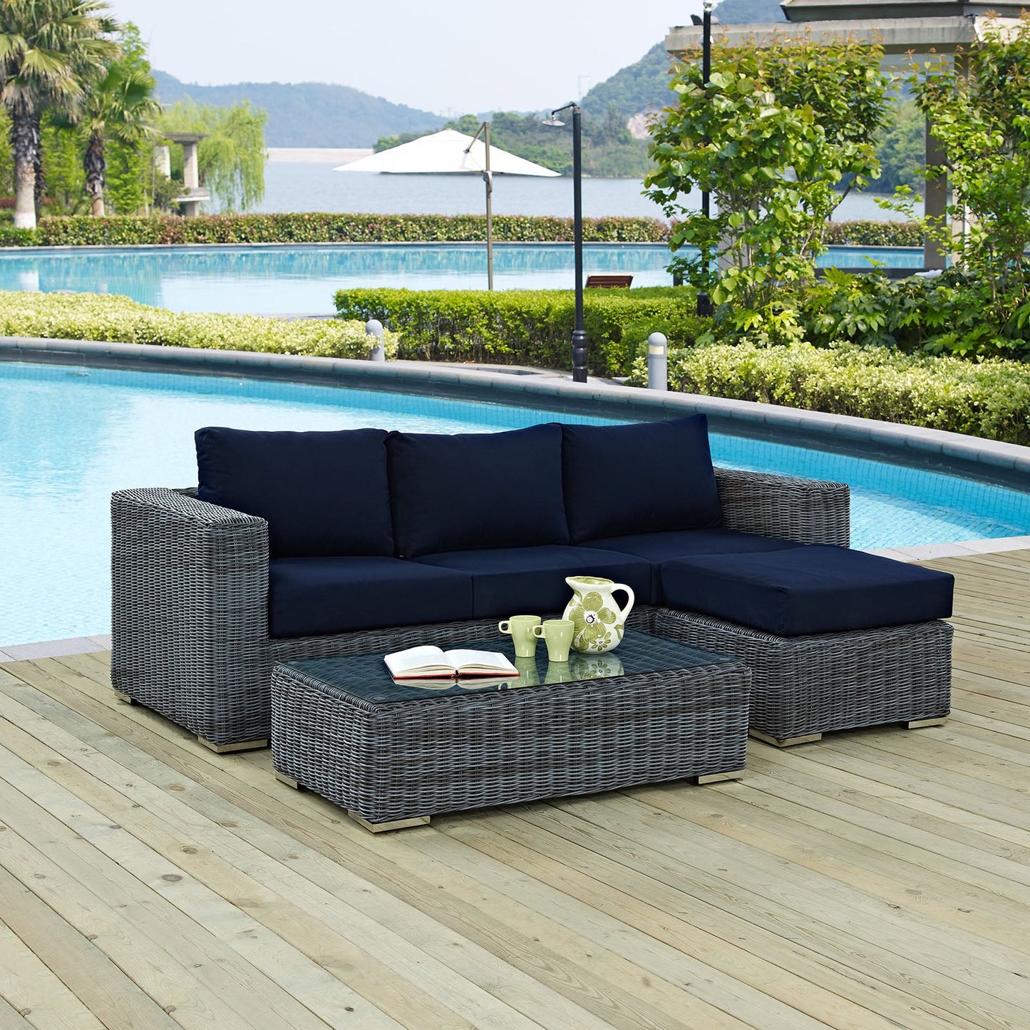 Summon 3 Piece Outdoor Patio Sunbrella¨ Sectional Set by Modway