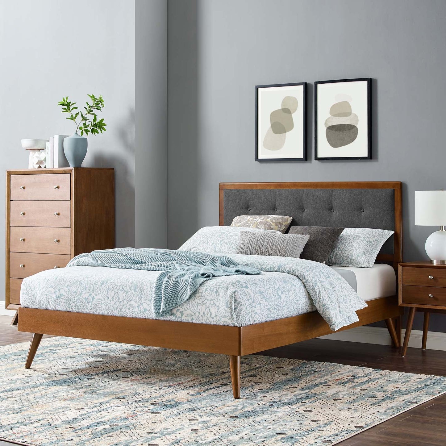 Willow Wood King Platform Bed With Splayed Legs by Modway
