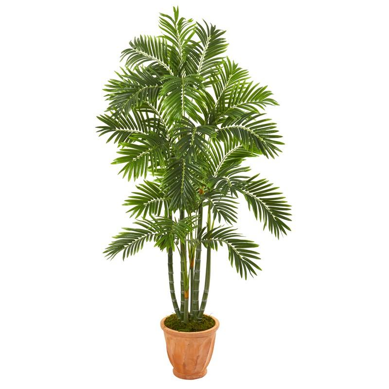 68" Areca Palm Artificial Tree in Orange Planter