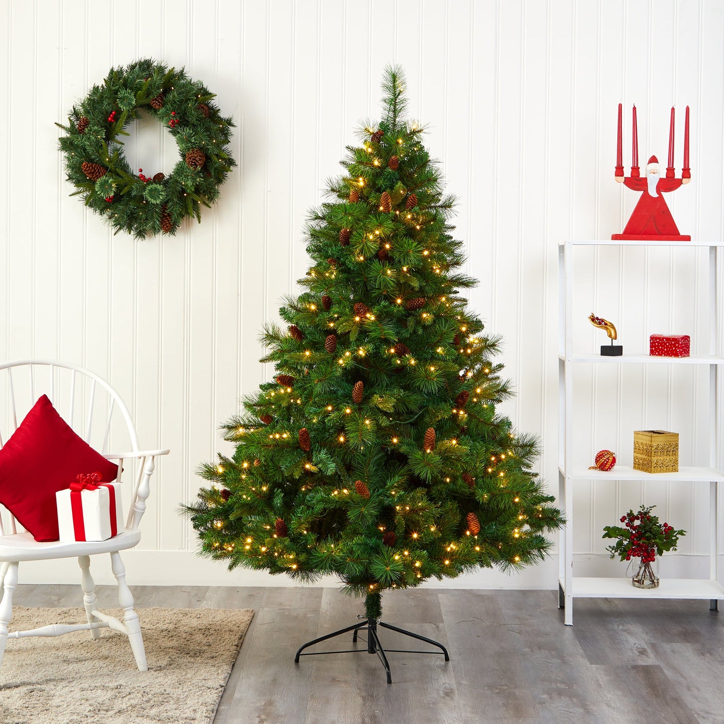 6.5' West Virginia Full Bodied Mixed Pine Artificial Christmas Tree w/ 400 LED