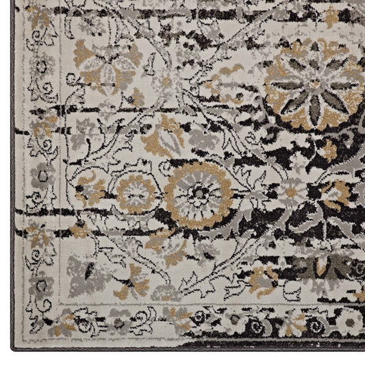 Ganesa Distressed Diamond Floral Lattice 8x10 Area Rug by Modway