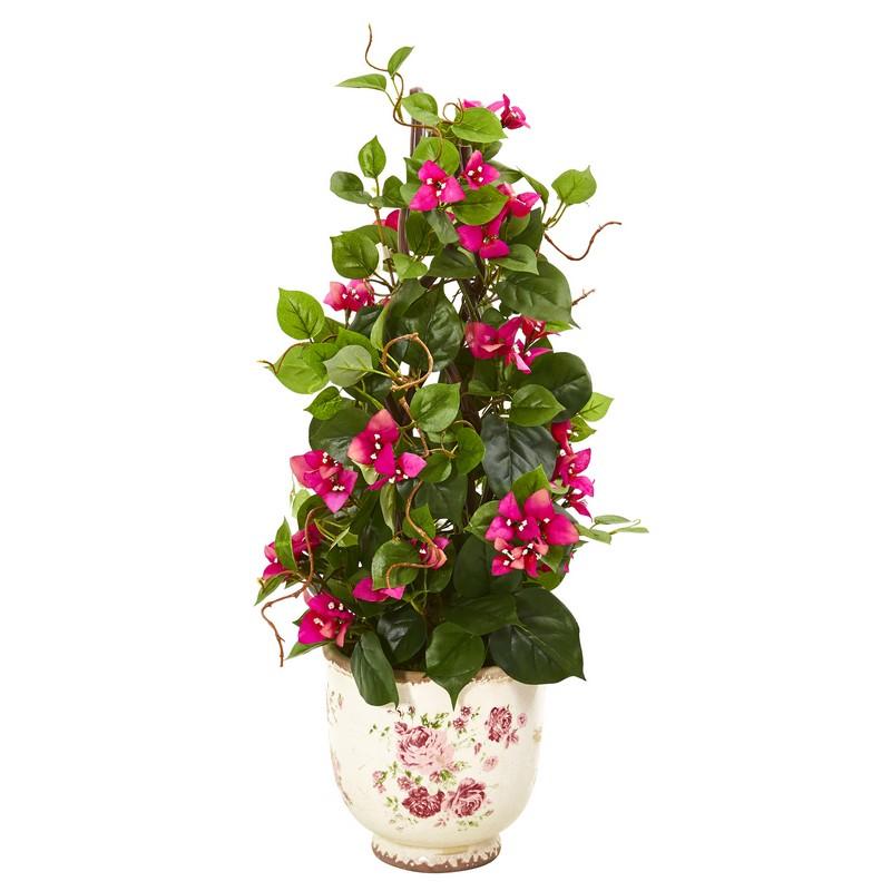 25" Bougainvillea Artificial Climbing Plant in Floral Vase