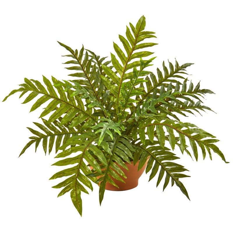 24" Hares Foot Fern Artificial Plant in Planter (Real Touch)