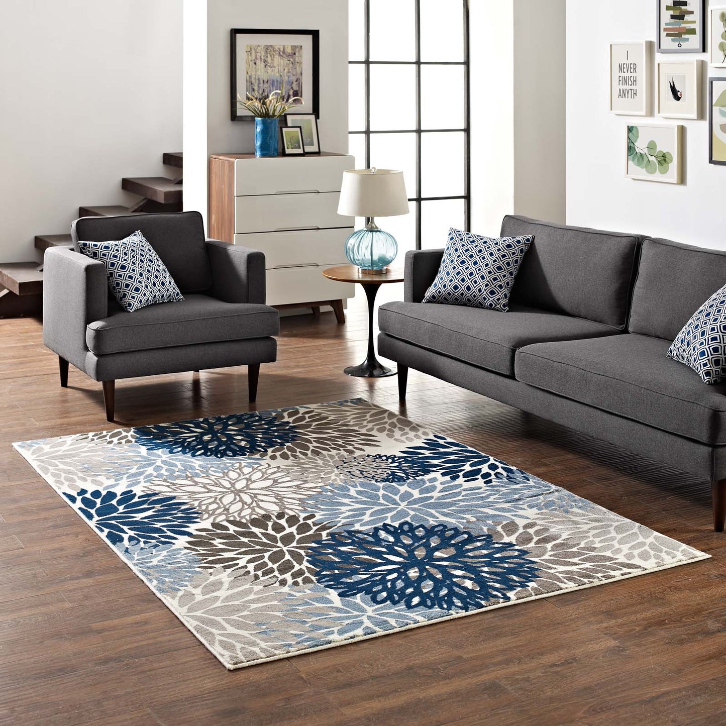 Calithea Vintage Classic Abstract Floral 5x8 Area Rug by Modway