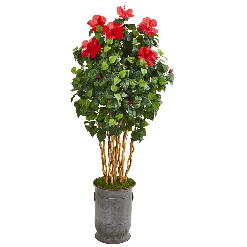 67" Hibiscus Artificial Tree in Decorative Planter