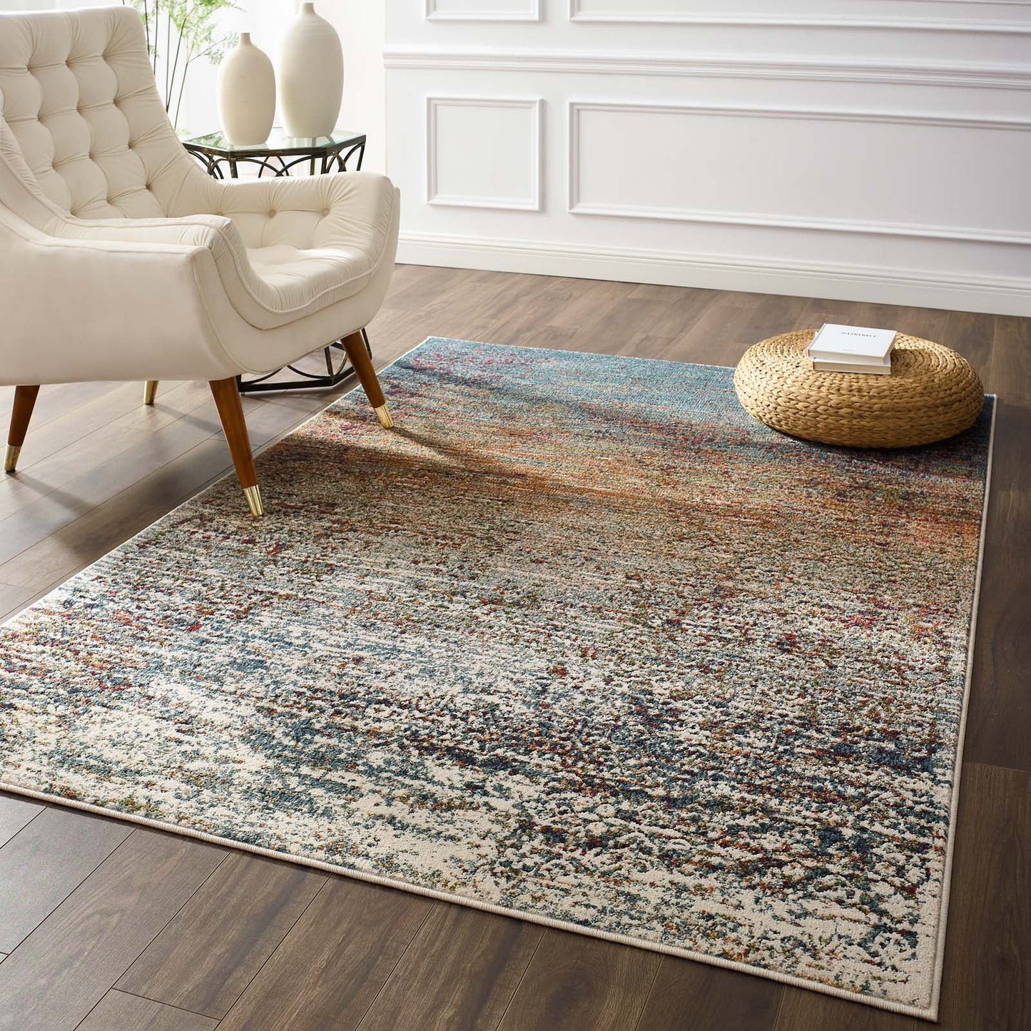 Tribute Jacinda Rustic Distressed Vintage Lattice 5x8 Area Rug by Modway
