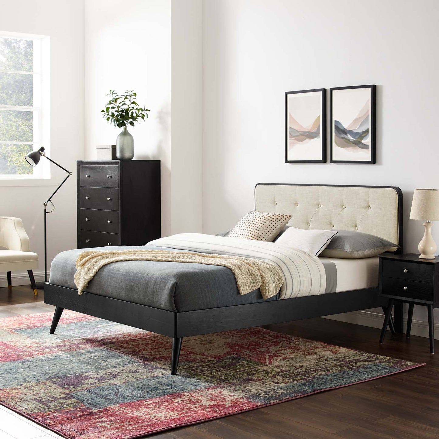 Bridgette Wood King Platform Bed With Splayed Legs by Modway
