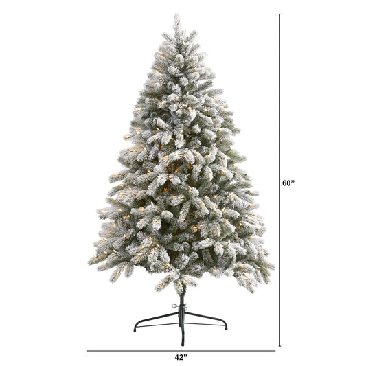 6' Flocked South Carolina Spruce Artificial Christmas Tree w 450 Clear Lights
