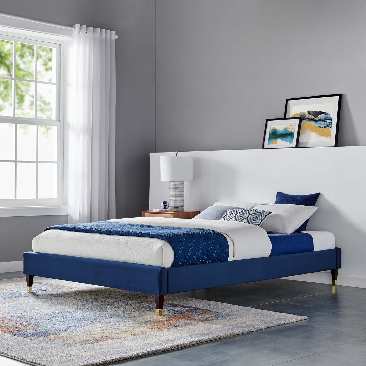 Harlow Performance Velvet Queen Platform Bed Frame by Modway