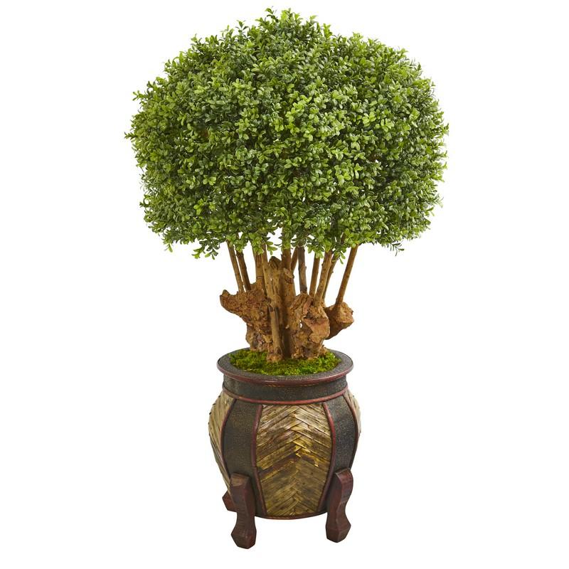 44" Boxwood Artificial Topiary Tree in Designer Planter