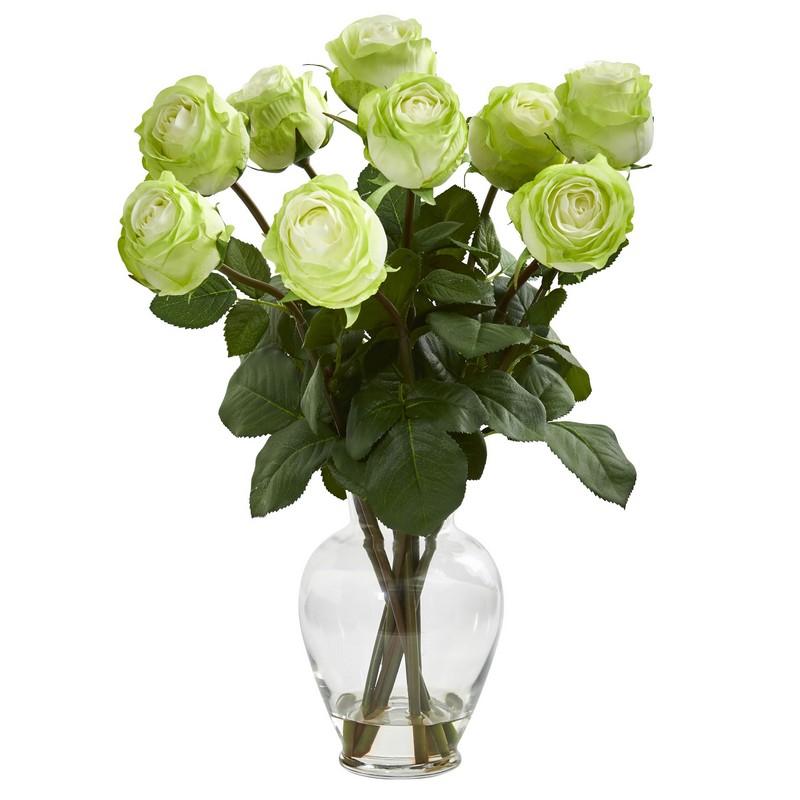 19" Rose Artificial Arrangement in Glass Vase