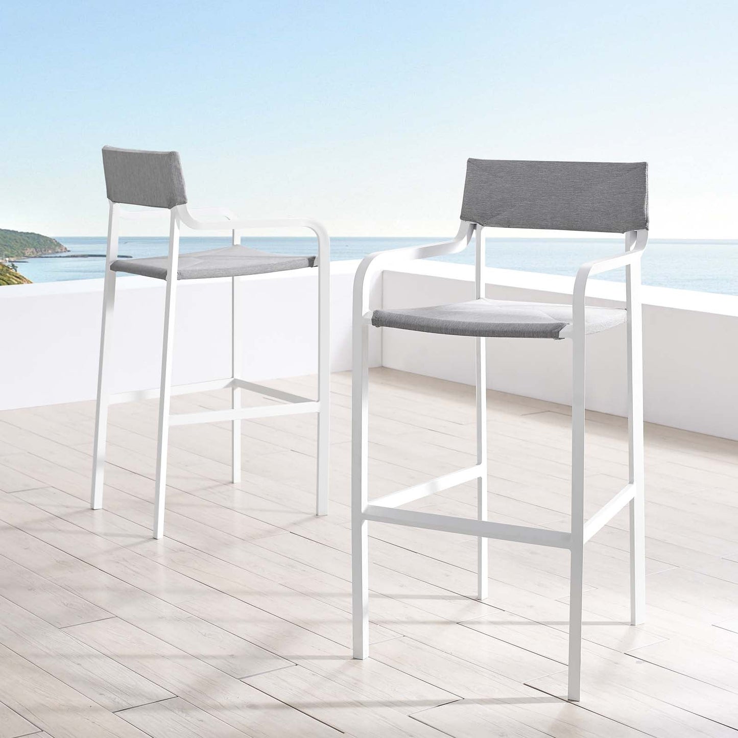 Raleigh Outdoor Patio Aluminum Bar Stool Set of 2 by Modway