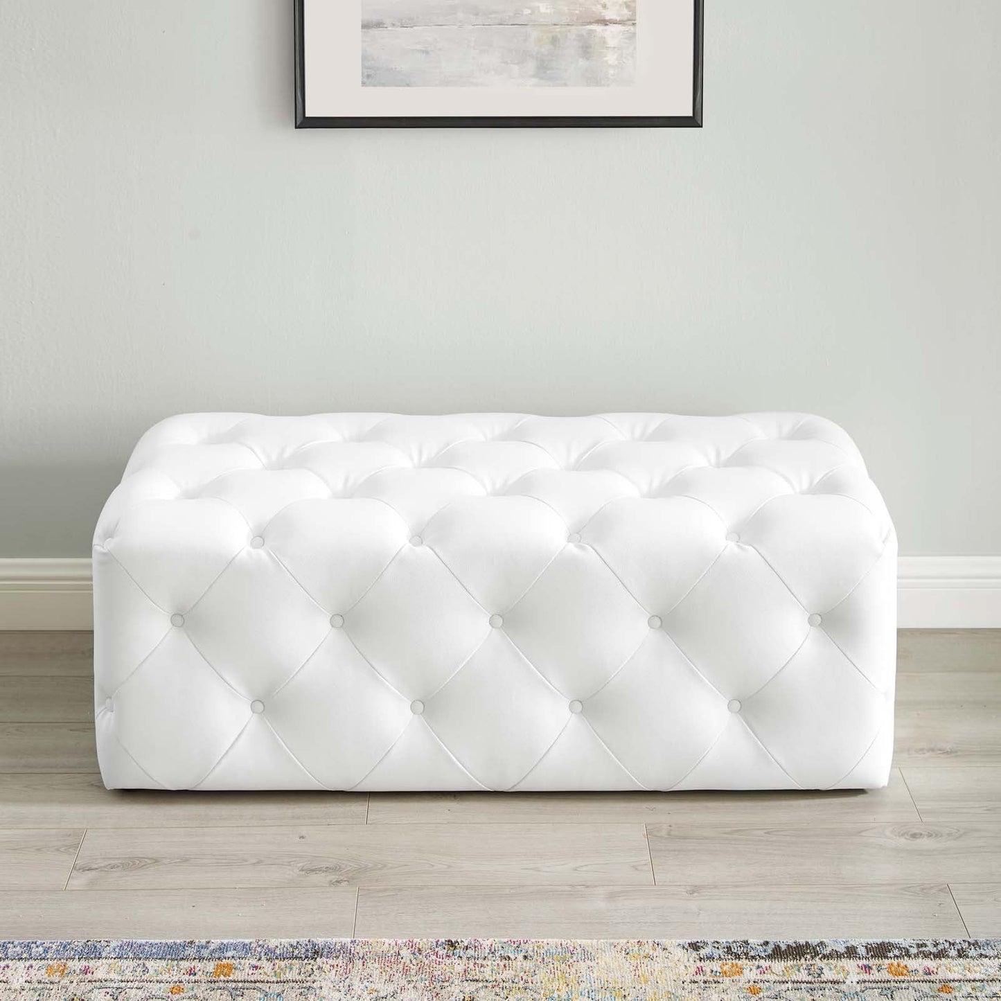 Amour 48" Tufted Button Entryway Faux Leather Bench by Modway