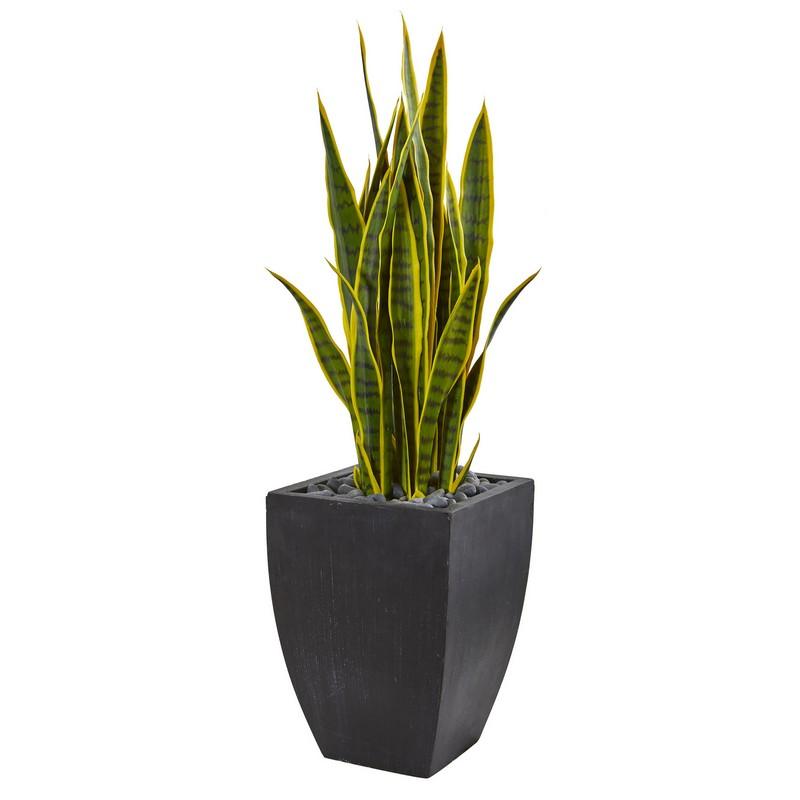 41" Sansevieria Artificial Plant in Black Planter