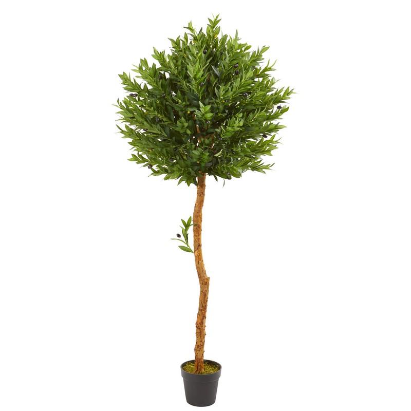 5.5" Olive Topiary Artificial Tree UV Resistant (Indoor/Outdoor)