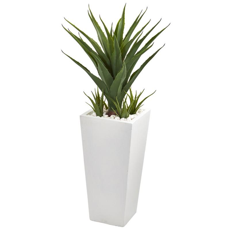 40" Spiky Agave Artificial Plant in White Planter